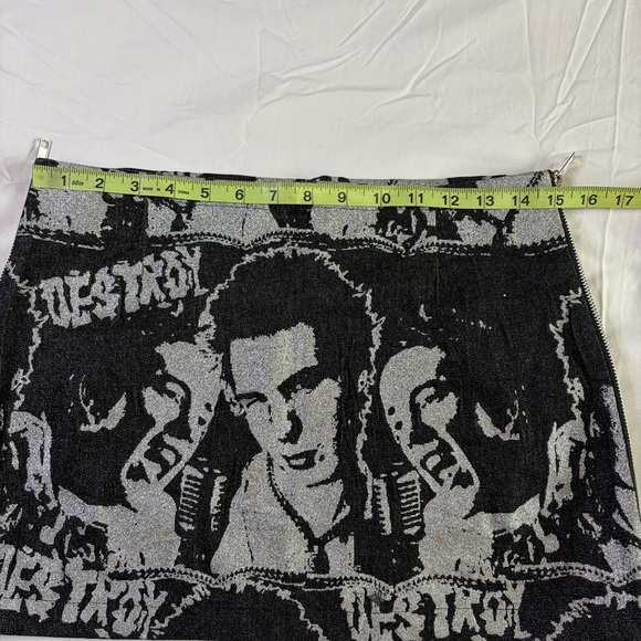 Mosquitohead vintage 90s Y2K mini glitter skirt made in USA graphic sz L black - Picture 11 of 14